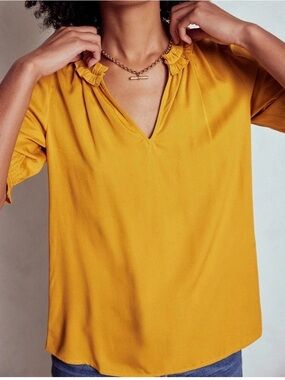 Boden Ria Short Sleeve Top | Golden Rye | 10